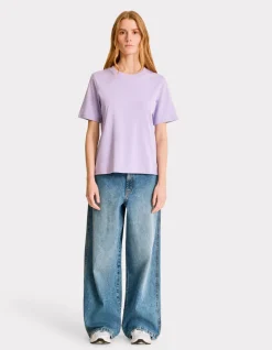 Zacht katoenen T-shirt met ronde hals - paars