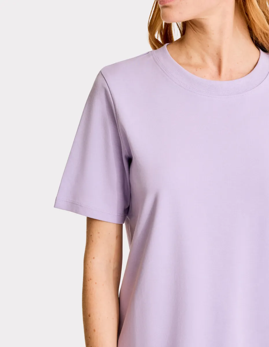 Zacht katoenen T-shirt met ronde hals - paars