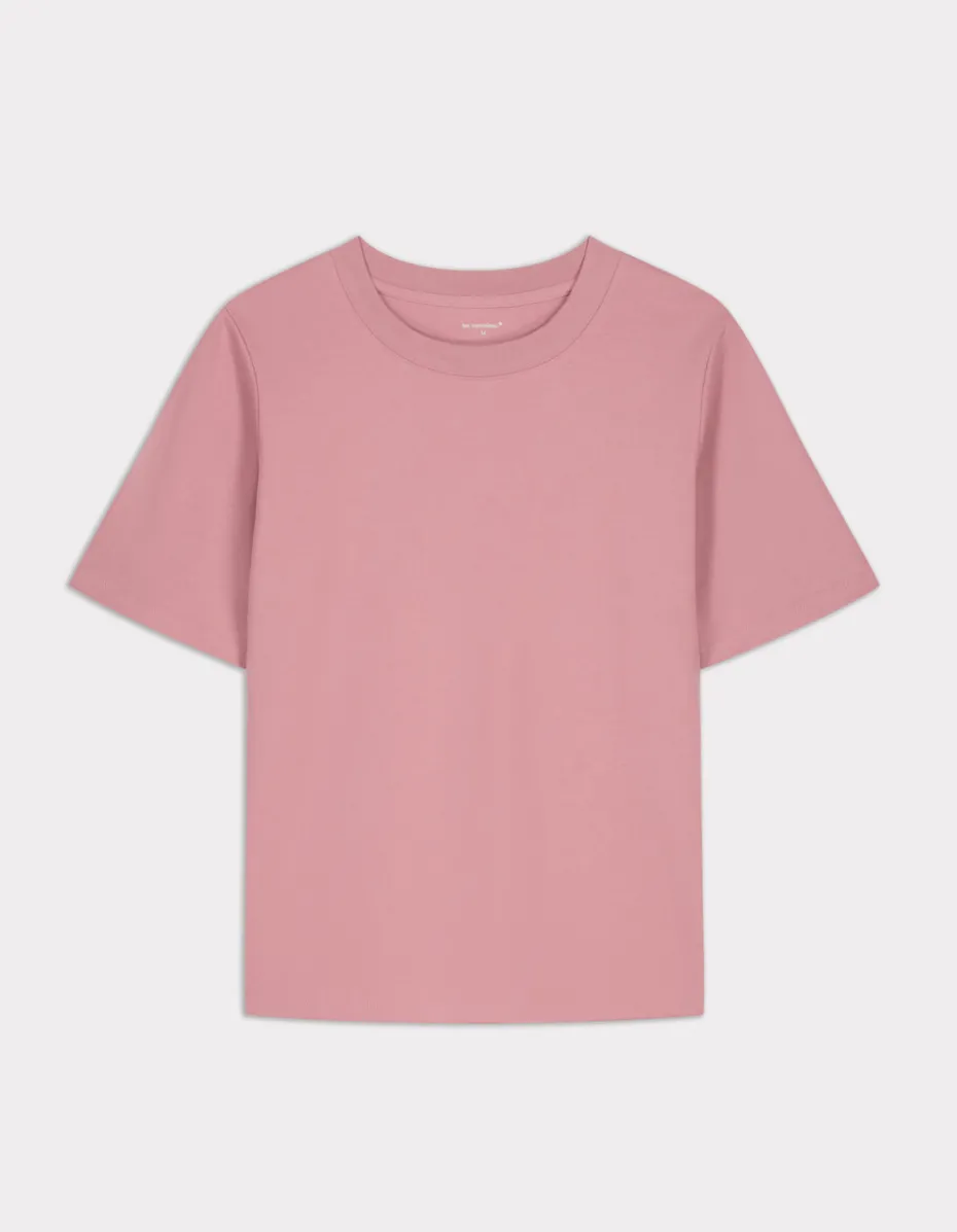 Zacht katoenen T-shirt met ronde hals - roze