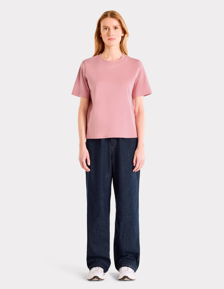 Zacht katoenen T-shirt met ronde hals - roze