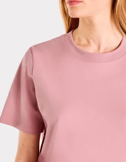 Zacht katoenen T-shirt met ronde hals - roze