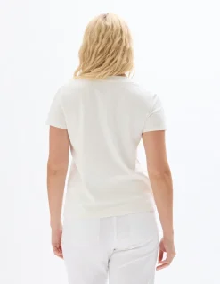 Zacht katoenen V-hals t-shirt - ecru