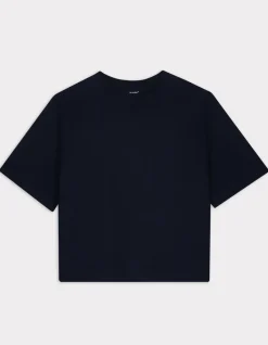 Zwaargewicht, boxy katoenen T-shirt - marineblauw
