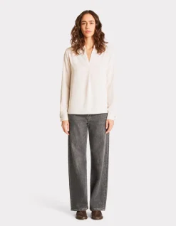 Zware satijnen blouse - beige