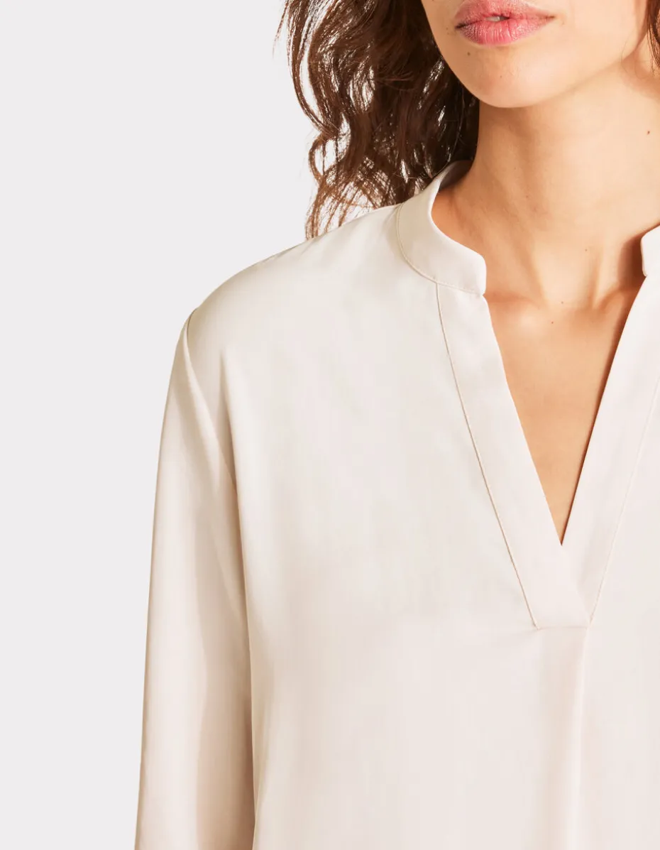 Zware satijnen blouse - beige