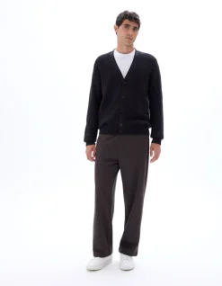 Zwarte 100% katoenen cardigan met fantasiebreisel