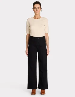 Zwarte high waisted wide leg jeans - zwart